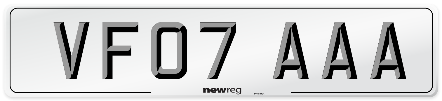 VF07 AAA Number Plate from New Reg